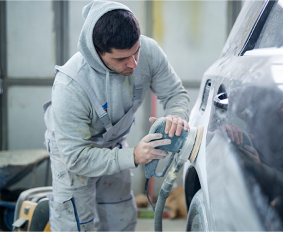 Steve Moyer Collision Center technicians working on a vehicle